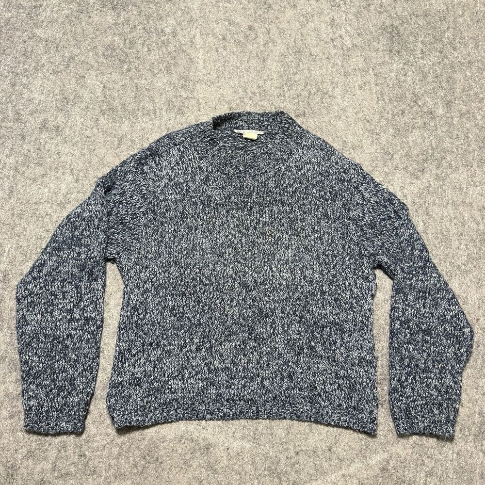 Vintage 90s Dressbarn Marled Chunky Knit Sweater XLG Blue White Made In USA